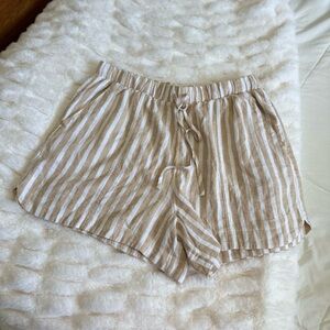 Universal Beige and White Striped Shorts